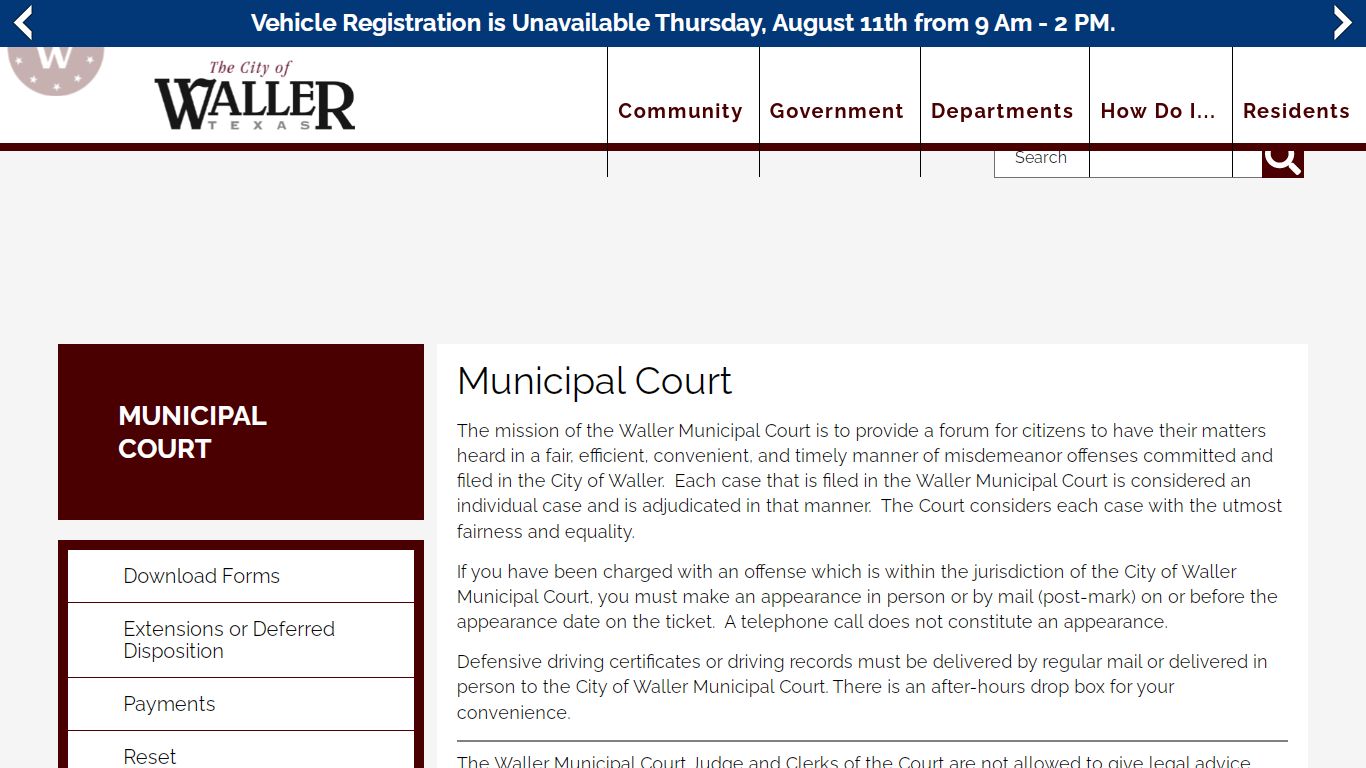 The City of Waller Texas - Municipal Court